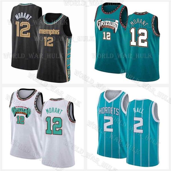 

lamelo 2 ball jerseys ja 12 morant gordon 20 hayward 2021 memphis grizzlies charlotte hornets jaren jackson jr basketball, Black;red