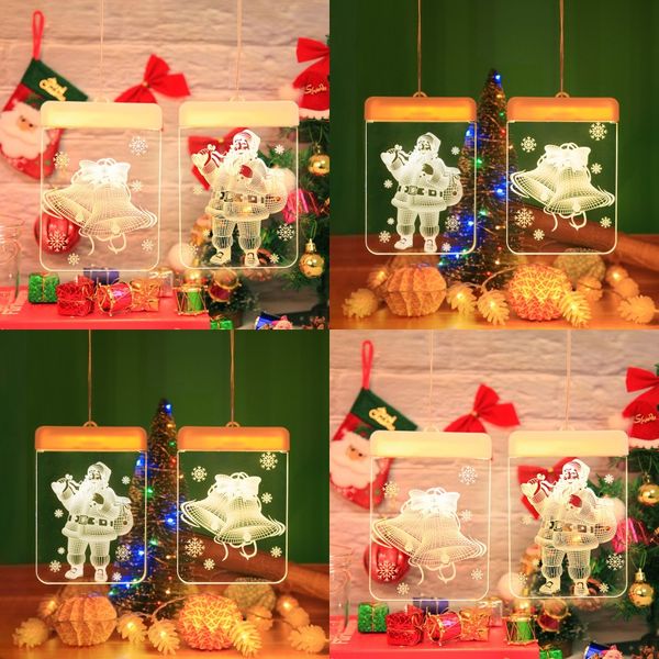 Famiglia Tema natalizio Lampada String Babbo Natale Modello LED Famiglia Decorare per interni Luci colorate 3D a risparmio energetico Nuovo arrivo 9cy J2