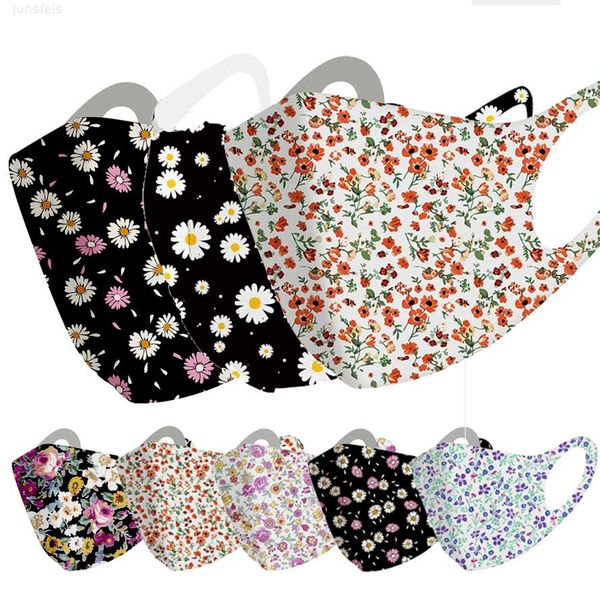 

cotton face knitted designer warm ice silk 3d black printed floral mouth mask men women thin washable facemask ing