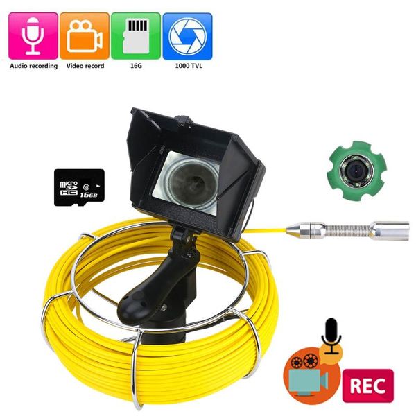 

4.3 inch monitor sewer pipe inspection video camera, 16gb tf card dvr ip68 drain sewer pipeline industrial endoscope40m 30m
