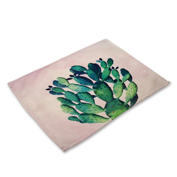 

1pcs cactus pattern placemat dining table mat drink coaster cotton linen bowl cup mats kitchen pads 4232cm home decor mp0033 h wmtaso