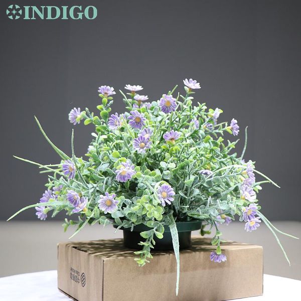 

indigo - 1 set blue daisy artificial flower arrangement bonsai bouquet designed table centerpiece gift #bluespirit ing