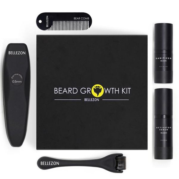 

4 pcs/set barbe beard growth kit hair growth enhancer set beard growth essentital oil facial beard care set gift wmtrgz
