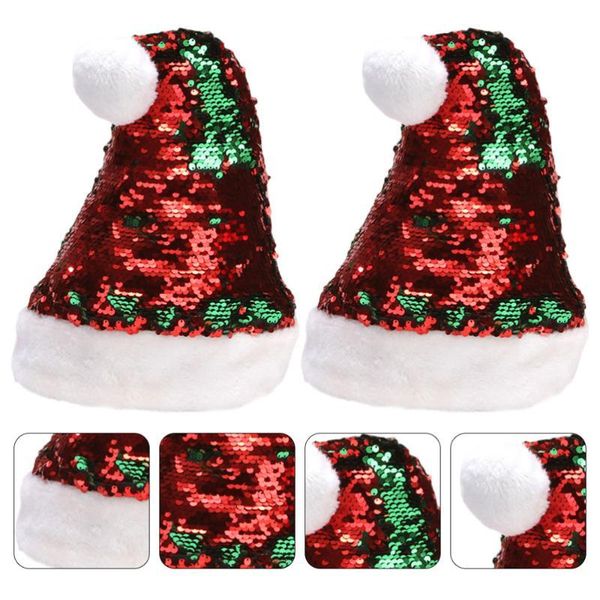 

2pcs sequins xmas hat shiny christmas cap for home party