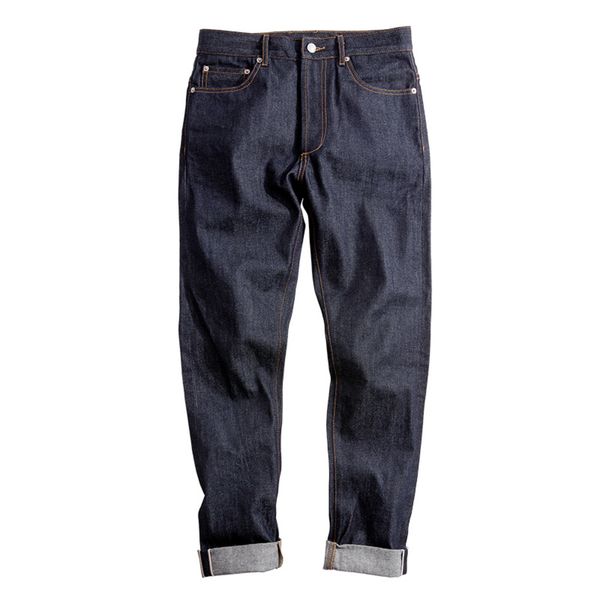 

maden vintage mens denim jean big & tall regular fit straight leg raw selvedge denim jeans dark blue pant classic pants trous q1216