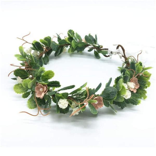 

small leather flowers wreath crowns headband women hair accessories headdress girl floral garlands wedding party floral jllvlo