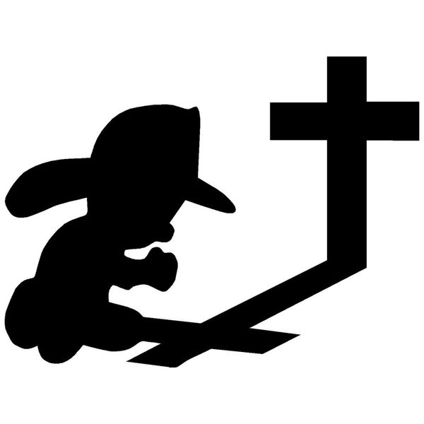 

12.7cm*9.5cm firefighter kneel prayer creative car styling stickers black/silver s3-4890