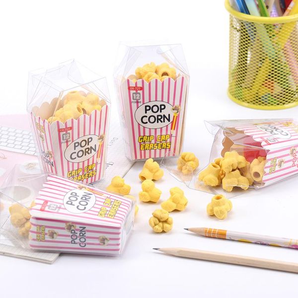 

12шт коробка kawaii food popcorn erasers прекрасный карандашный ластик для детей подарок creative crean crean centery новинка n bbyopx