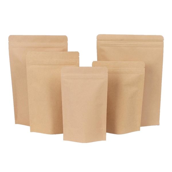 

500pcs zipper brown kraft aluminizing pouch,stand up kraft paper aluminium foil bag resealable zip lock grip seal food grade