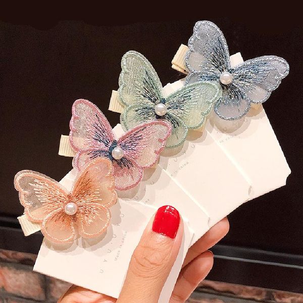 

women pearl barrettes headband hair ornament clip girls sweet lace hairpin embroidered butterfly mesh hairgrips hair accessories q sqcbja