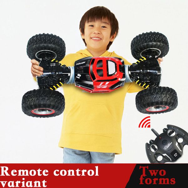 RC carro 4wd caminhão dupla face 2.4GHz uma transformação chave All-Terreno Veículo Varanid escalada de controle remoto carro brinquedo para meninos