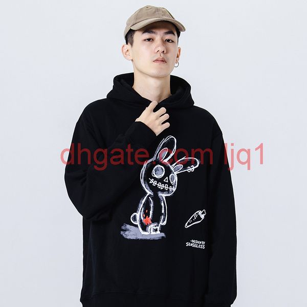 

men hip hop streetwear hoodie print pullover cotton casual hooded sweatshirt black