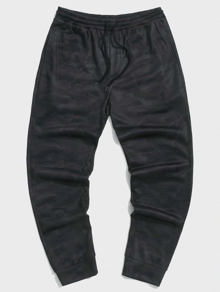 

men drawstring waist tapered sweatpants h6zs#, Black