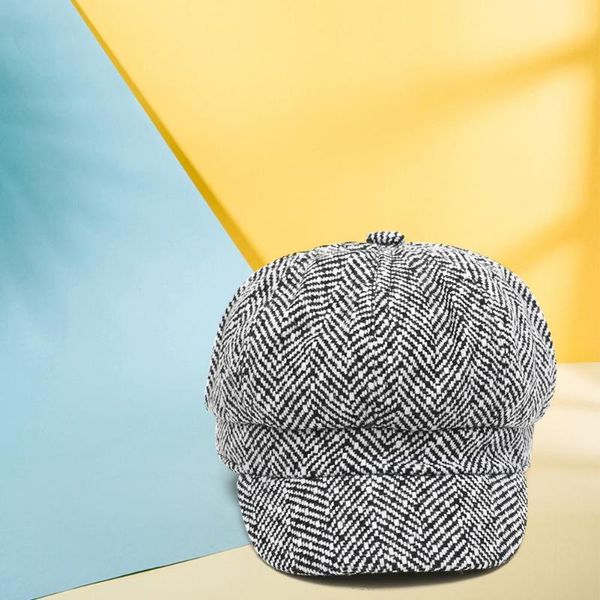 

berets fashion women men plaid beanie hat woolen autumn winter british style vintage painter beret caps western, Blue;gray