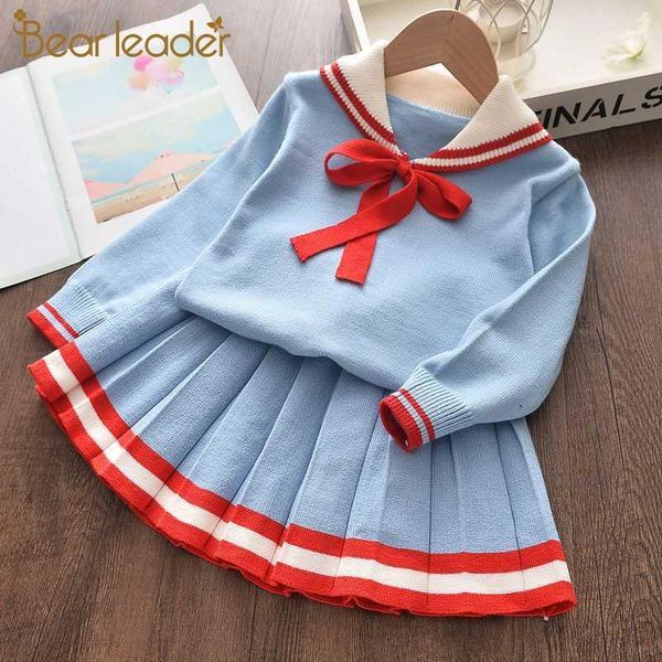 

bear leader girls cute clothing sets new winter kids bow-knot outfits girl knitted suits children clothing toddler baby clothes1, White