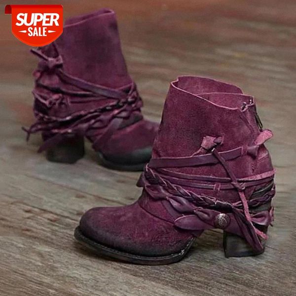 

lucyever vintage cross strap high heels ankle boots for women faux suede belt buckle short boots woman plus size 43 casual shoes #ax7f, Black