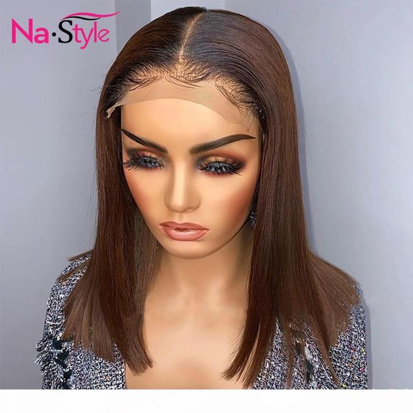 

ombre brown 360 lace front wig pre plucked pixie cut straight short bob human hair wigs brazilian hair for black women 130 remy