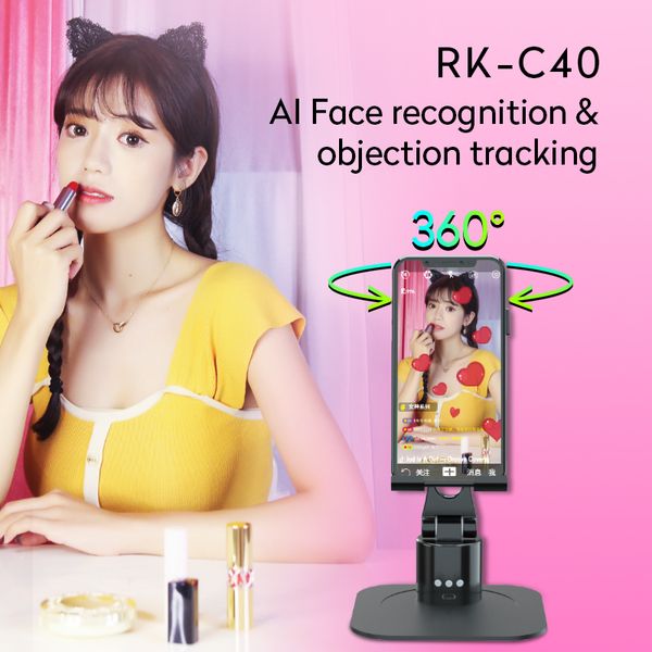 

4fds2awrechargeable all metal selfie stick tripod auto tracking smart shooting mount stand cell mobile phone holder