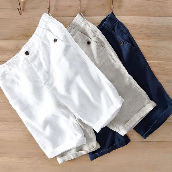 

men's shorts 2021 summer linen cotton men, White;black