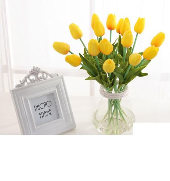 50pcs Tulipani in lattice PU artificiale Bouquet di fiori di PU Real Touch Flowers per la decorazione della casa Fiori decorativi di nozze 11 colori