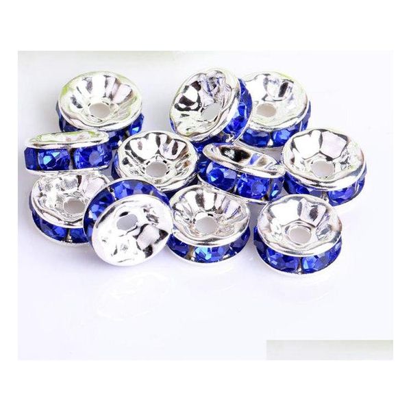 

coalt blue 200pcs/lot silver plated rhinestone crystal round beads spacers beads 6mm 8mm 10mm czech crystal beads aidtt