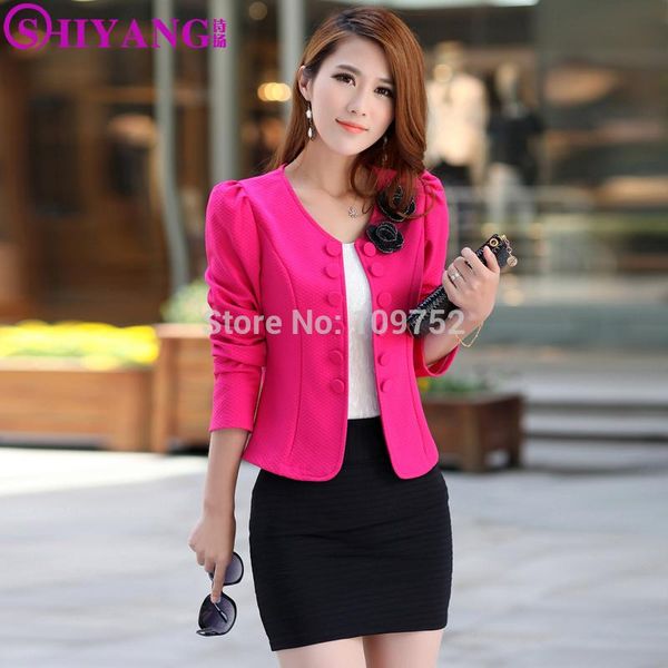 

new women spring slim elegant double breasted short plus size coat suit female suit women work wear, Black;brown