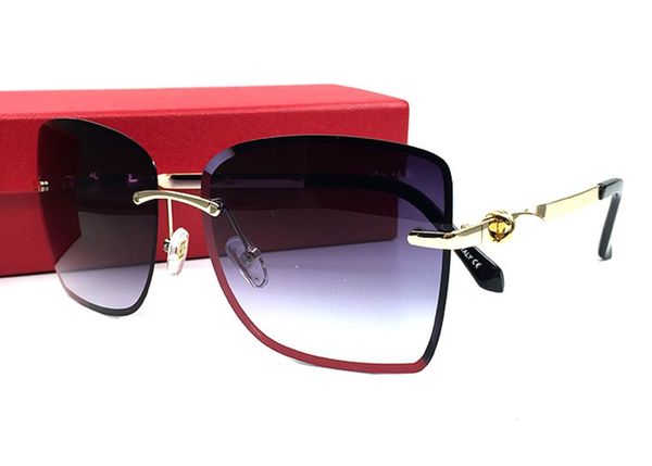 

designer new evidence fashion rimless square sunglasses for women men outdoor uv400 lens retro shade summer style with box, White;black