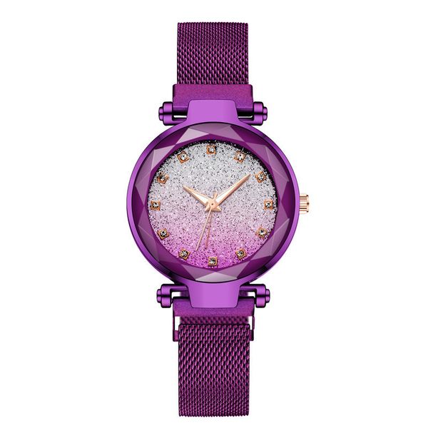 

2020 new women fashion watches 6 colors starry-sky mesh steel band watches quartz casual wristwatches watch ladies dress wrist watch clock, Silver