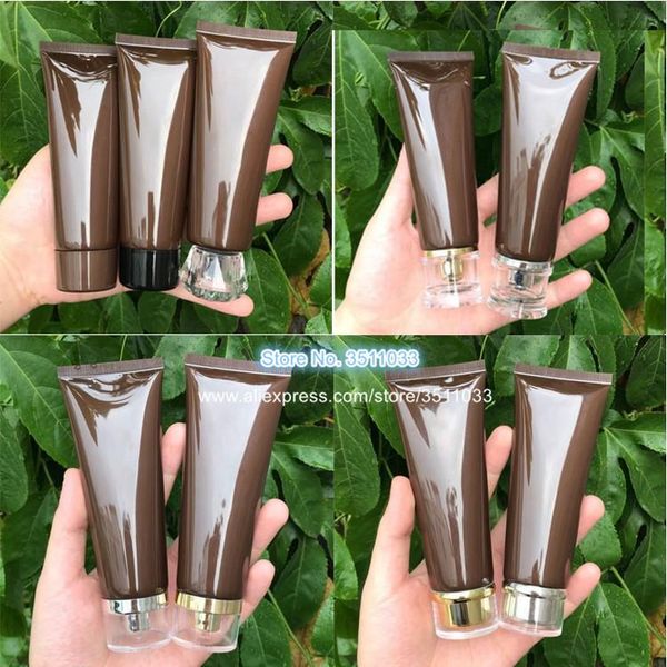

20/30/50pcs brown empty cosmetic hose soft tube diy face cleanser refillable hand cream lotion soft tubes tubes 100ml 100g