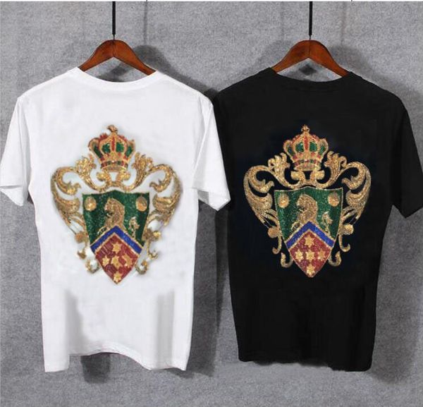 

strass masculine tshirt csaual hip hop of men drill t streetwear kj6y, White