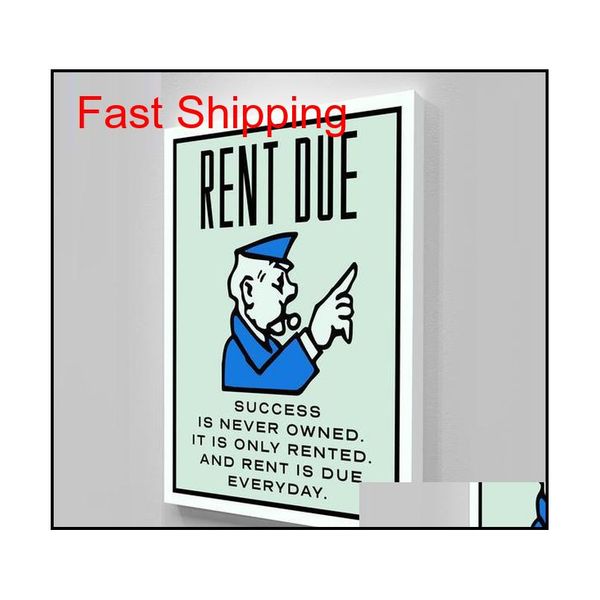 

unframed/alec monopoly "rent due",hd canvas print home decor wall art paintin qyllie packing2010
