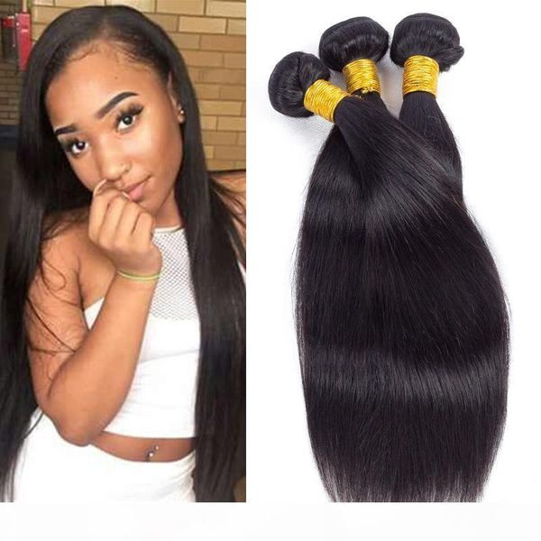 

malaysian brazilian indian peruvian virgin hair bundle deals straight human hair weave bundles and remy hair weaving hairstyles, Black