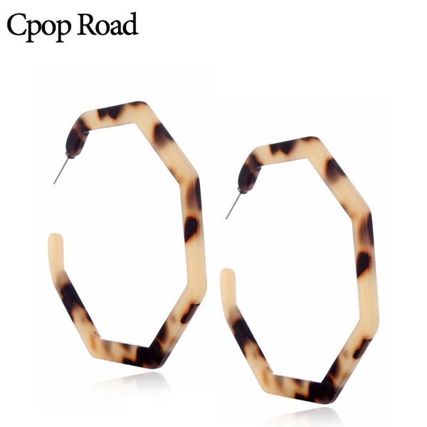 

hoop & huggie cpop leopard geometric acrylic earrings for women trendy elegant acetate resin fashion hoops steel jewelry 2021, Golden;silver