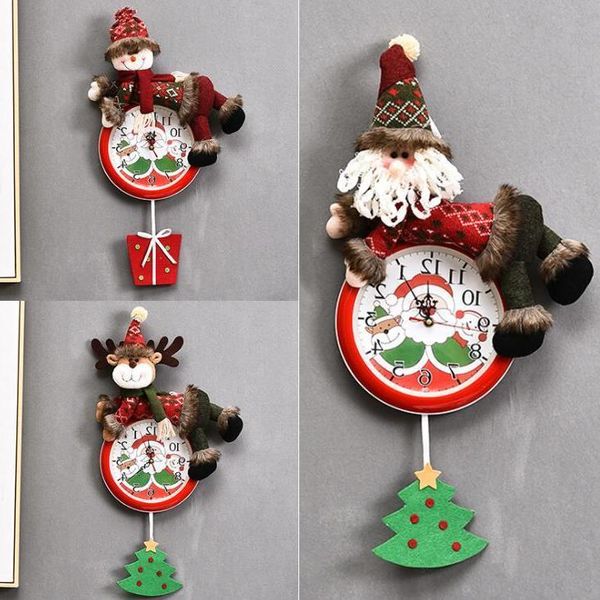 Weihnachten hängende Uhr Weihnachtsmann Schneemann Weihnachten hängende Wanduhr Merry Weihnachten Home Restaurant Schlafzimmer Uhren Dekoration Großhandel