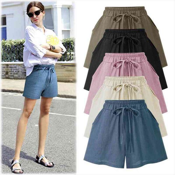 

women cotton shorts summer womens high waist loose wide leg shorts casual large size 6xl haren short pants, White;black