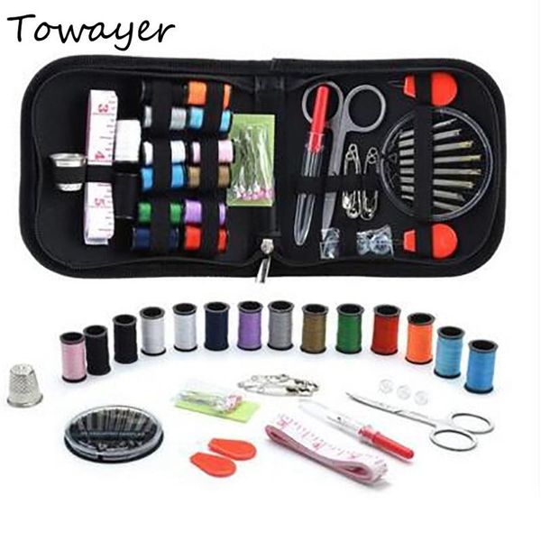 

sewing notions & tools 68 pcs/set portable travel box kit thread stitches knitting needles cloth buttons craft scissor mom gifts, Black