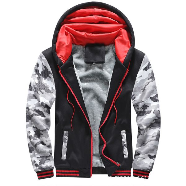 

2021 new men winter up hoodie jacket warm coat sports wear thick hooded sweatshirt 4xl 5xl zypp, Black