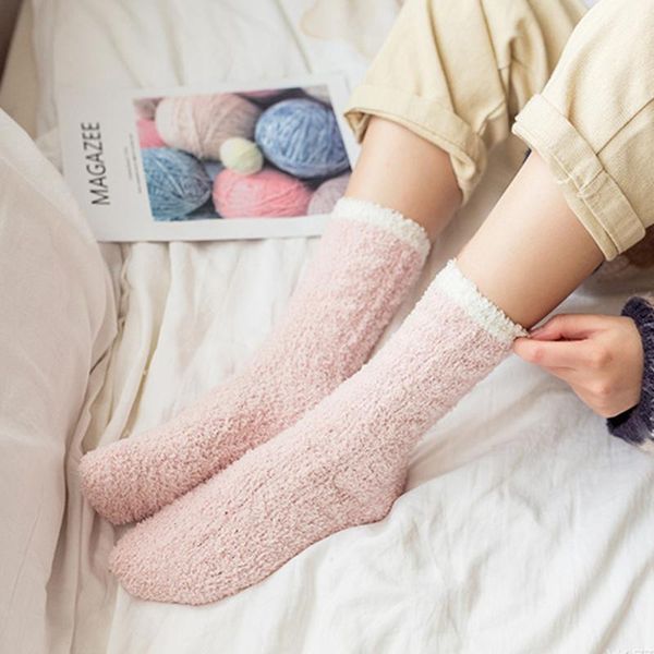 

warm lamb wool socks 2/4/10 pairs fleece thickened middle tube socks women ys-buy, Black