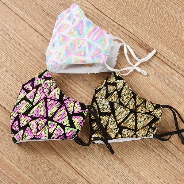 

u48dbling sequined masks black club party anti-dust pm2.5 adjustable mouth reuse face mask in stock