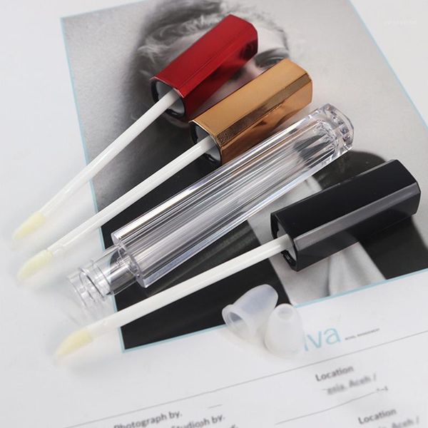 

storage bottles & jars 50pcs 5ml empty clear lipstick refillable bottle diy cosmetic lip gloss tube with rose gold/ red/black cap container1