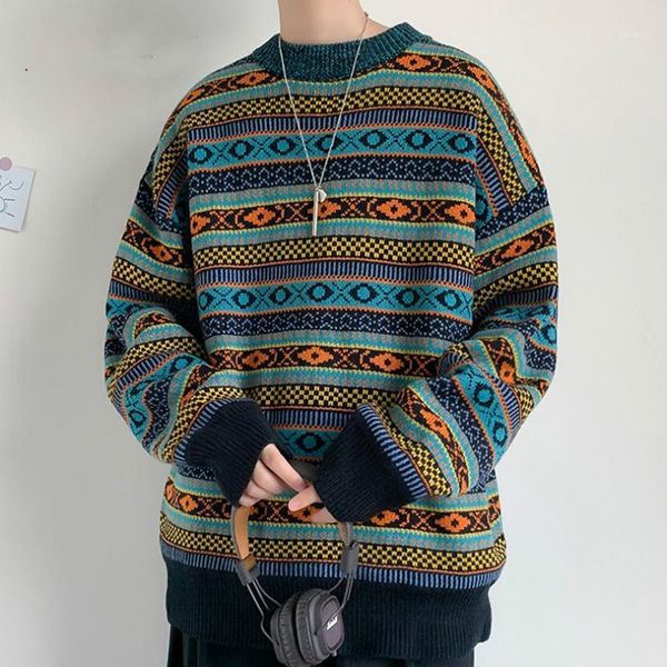 

2020 autumn winter striped knitted sweater men clothes pullover men sweater black men's knit -2xl1, White;black