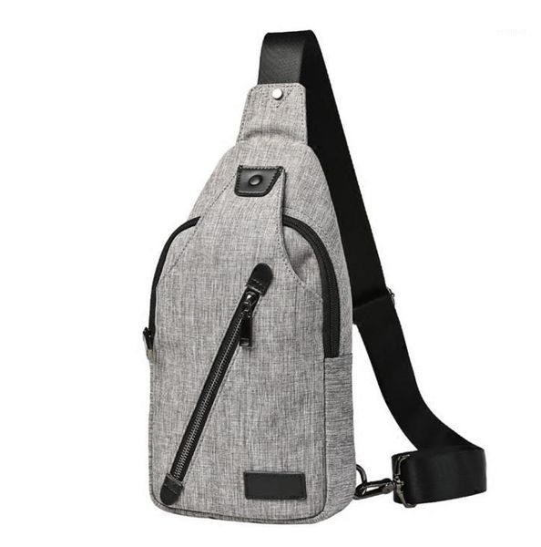 

waist bags the trend of leisure gray canvas men's chest package w3-0281