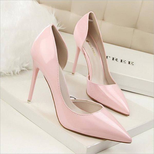 

new fashion high heels women pumps thin heel classic white nede beige prom wedding shoes blue red wine y200323, Black