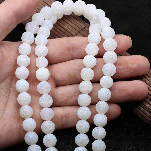 

1strand lot 4 6 8 10 12 mm natural stone frost crab agates round spacer loose bead for jewelry making diy necklaces h bbyzvj