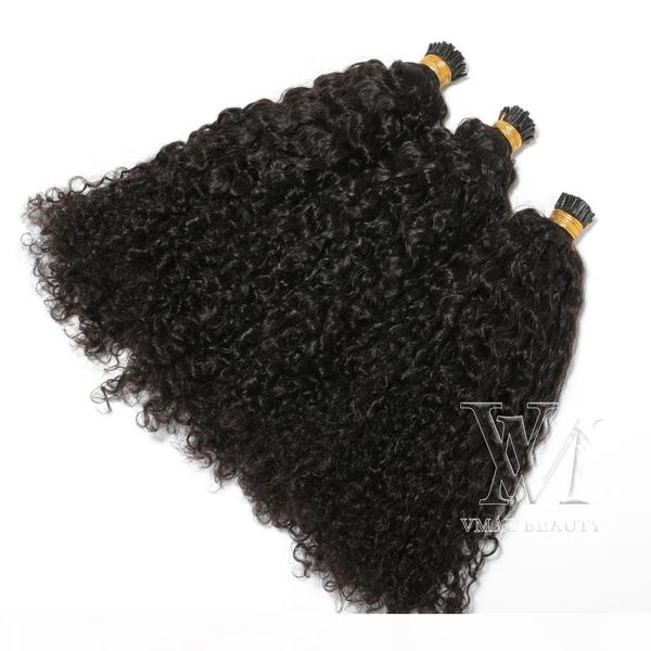

vmae peruvian natural color 100g 14 to 26 inch 100% unprocessed virgin hai virgin remy human hair extensions single drawn i tip, Black
