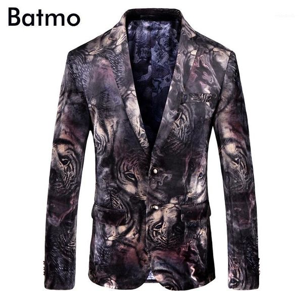 

batmo 2018 new arrival printed tiger casual blazers men,men's casual suits,printed men's jackets plus-size 90031, White;black