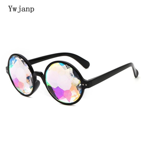 

sunglasses ywjanp round rave festival men women brand designer holographic kaleidoscope female male, White;black