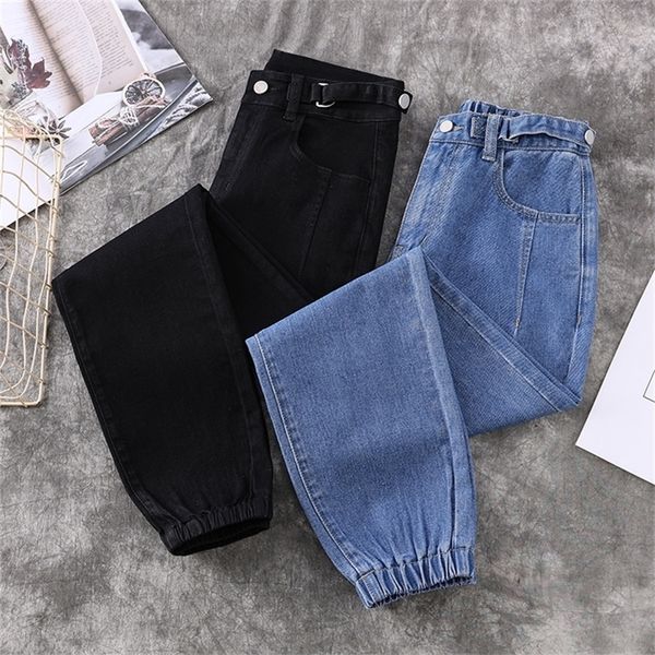 

jeans woman high waist plus size zipper fly loose full length autumn new fashion femme denim harem pants 201223, Blue