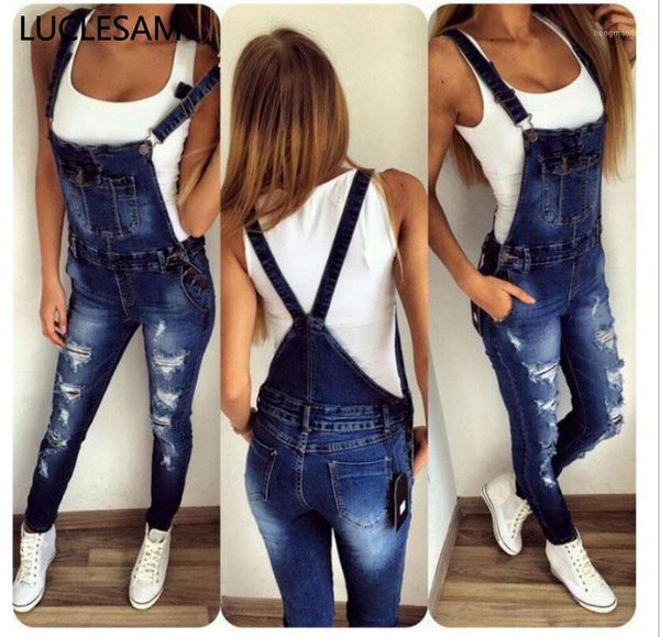 

destroyed hole overalls for women washed slim fit mom jeans 2020 skinny denim distressed boyfriend jeans for women feminina 3xl1, Blue