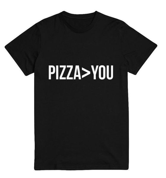 

pizza&gt;you letters print women t shirt cotton casual funny shirt for lady black tee hipster z-277, White